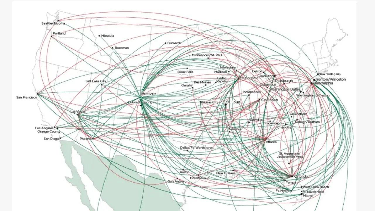 frontier airlines route map